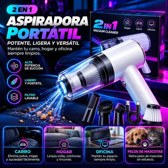 Aspiradora Portátil 2 en 1 Recargable